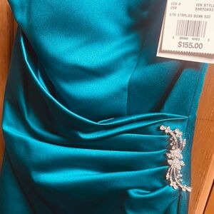 NWT-Elegant Teal Strapless Dress-Size 2
